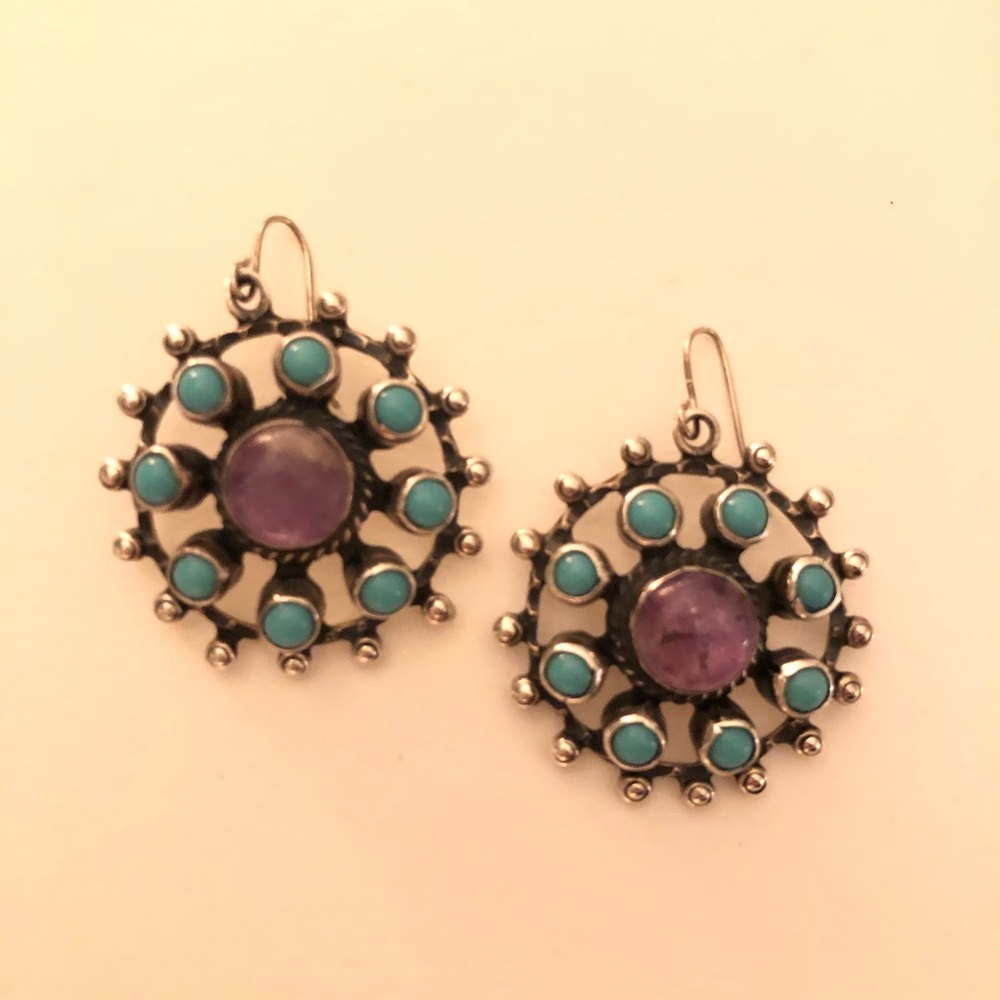 Sterling silver semi-precious stone earrings.